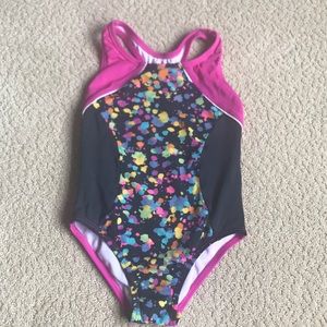 Girls one piece lined Racerback bathing suit, 6